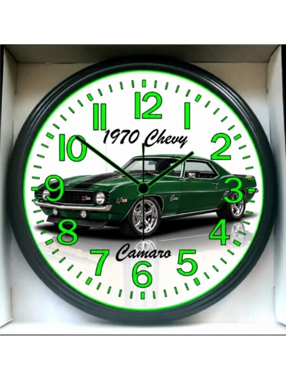1969 Chevy Camaro Garage Shop Glow In The Dark Wall Clock New!
